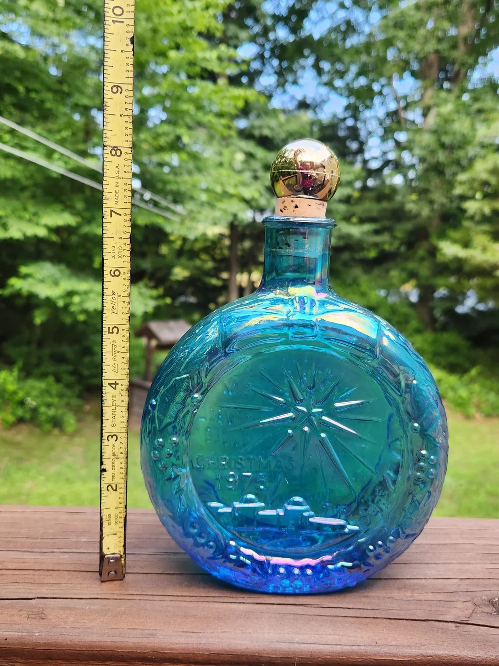 Wheaton Iridescent Blue Glass Decanter 